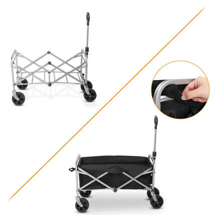 220 lbs Capacity Collapsible Steel Frame Outdoor Utility Wagon Cart Black