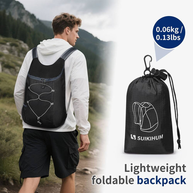 20L Lightweight Foldable Hiking Backpack Travel Camping Daypack Black