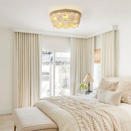 Modern Bohemian Smart Ceiling Fan 20” with Remote and Decorative Beads