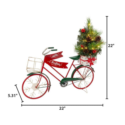 22 Inch Illuminated Metal Holiday Bicycle Christmas Decoration