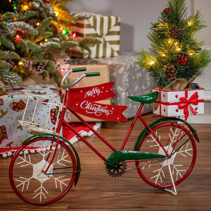 22 Inch Illuminated Metal Holiday Bicycle Christmas Decoration