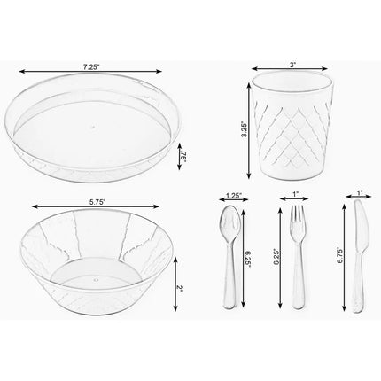 24 Piece Kids Dinnerware Set Plastic Plates Bowls Cups Cutlery Set
