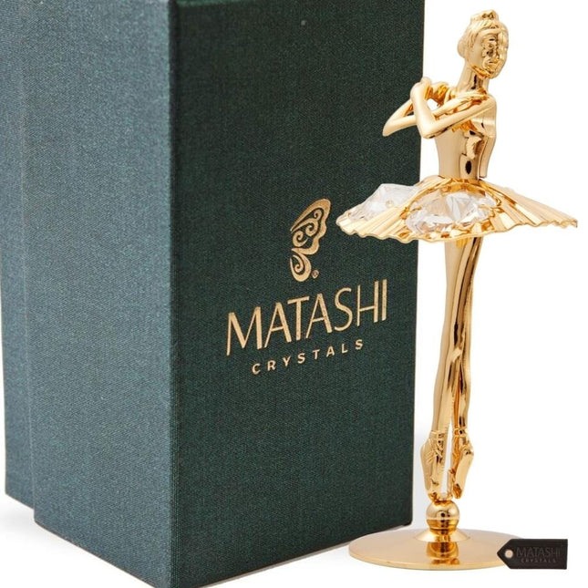Luxury Ballerina Home Decor Showpiece with Gold Finish and Crystal Details