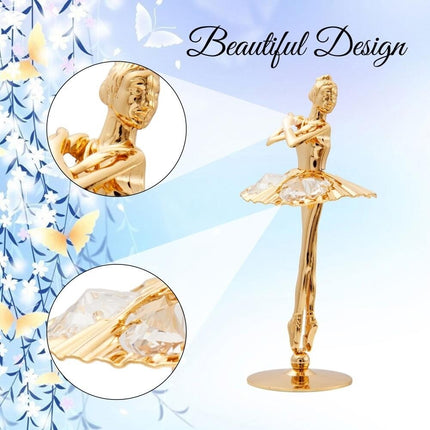 Luxury Ballerina Home Decor Showpiece with Gold Finish and Crystal Details