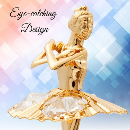 Luxury Ballerina Home Decor Showpiece with Gold Finish and Crystal Details