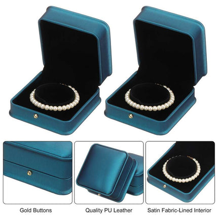 2PCS PU Leather Bracelet Boxes, Classic Bangle Jewelry Gift Storage Cases