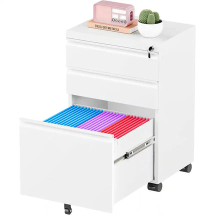 3 Drawer Mobile Office Filing Cabinet Fully Assembled Metal File Cabinet with Wheels