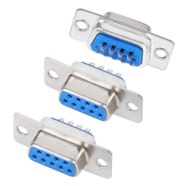 3 PCS 9-Pin DB9 Female D-Sub Connector, 2-Row, Multicolor for PC
