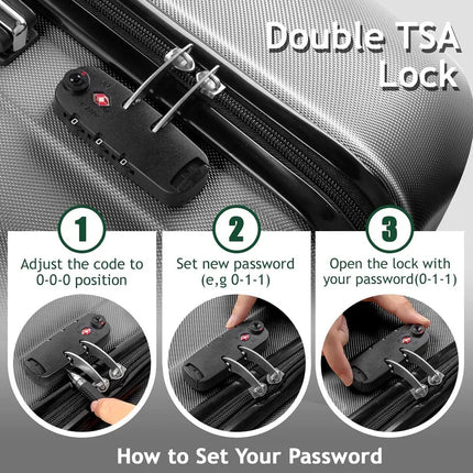 3 Piece Lightweight Luggage Set Spinner Suitcase with TSA Lock 20 24 28 Inch