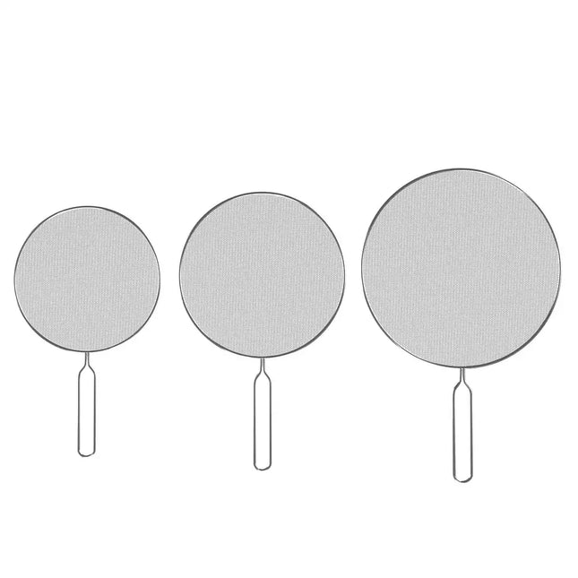 3-Piece Splatter Screen Set Stainless Steel Fine Mesh Grease Guard