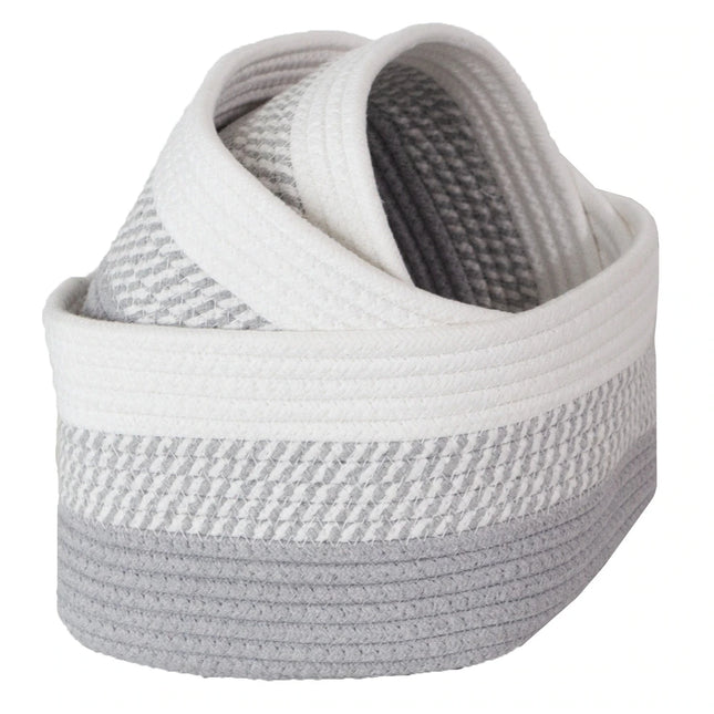 3-Piece Rope Storage Basket Set Small Medium Large Grey Home Organization