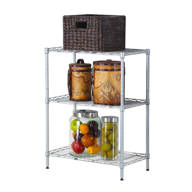 3 Tier Adjustable Wire Rack Shelf Organizer Heavy Duty Steel Storage Unit