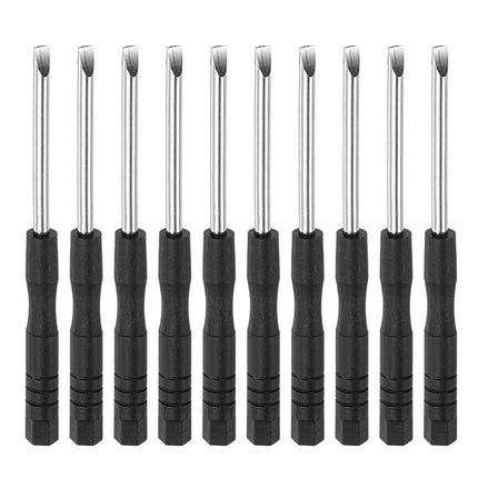 10pcs Mini Slotted Screwdrivers – 3.0mm Black & Silver Tone for Electronics