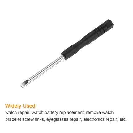10pcs Mini Slotted Screwdrivers – 3.0mm Black & Silver Tone for Electronics