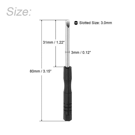 10pcs Mini Slotted Screwdrivers – 3.0mm Black & Silver Tone for Electronics