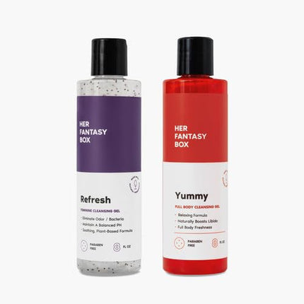 Her Fantasy Box Yummy Body Wash & Refresh pH-Balancing Shower Gel Duo 2 x 8 oz
