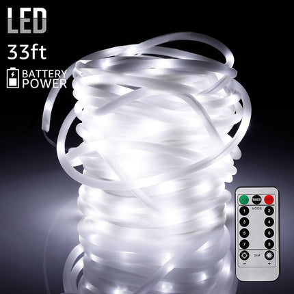 100 LED Fairy Strip Lights 33 Ft Remote Control Battery Powered Daylight