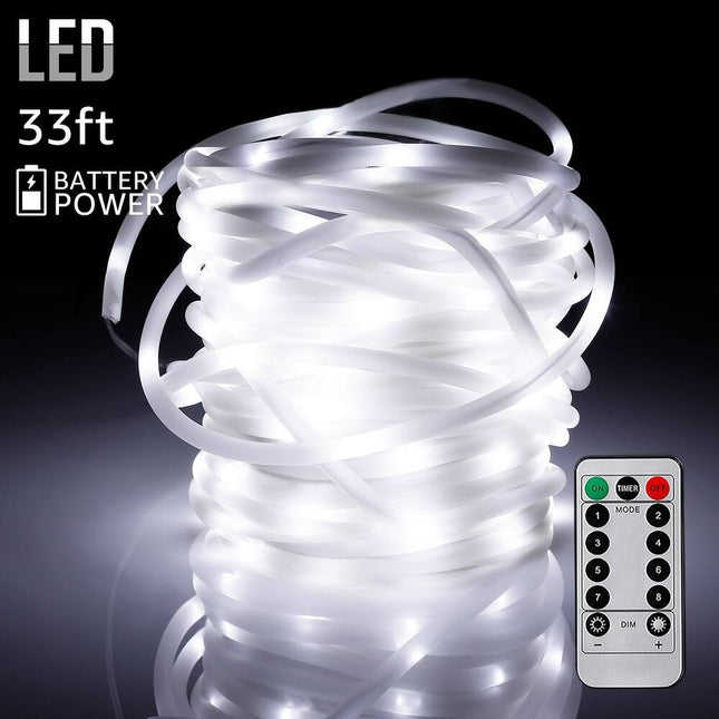 100 LED Fairy Strip Lights 33 Ft Remote Control Battery Powered Daylight