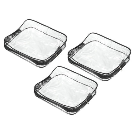 3-Piece Clear Toiletry Bag Set with Zipper for Travel Makeup Storage