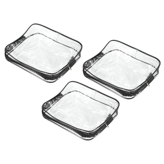 3-Piece Clear Toiletry Bag Set with Zipper for Travel Makeup Storage