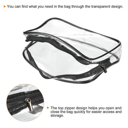 3-Piece Clear Toiletry Bag Set with Zipper for Travel Makeup Storage