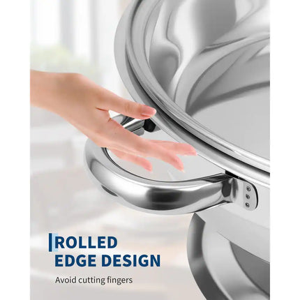 4 Pack / 2 Pack 5 QT Round Chafing Dish Buffet Set Stainless Steel Glass Lid