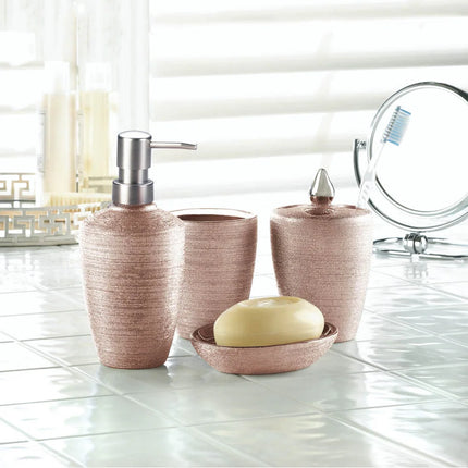 Hammered Silver Bath Accessories Set 3.37x3.37x7.12 Inch Bathroom Decor