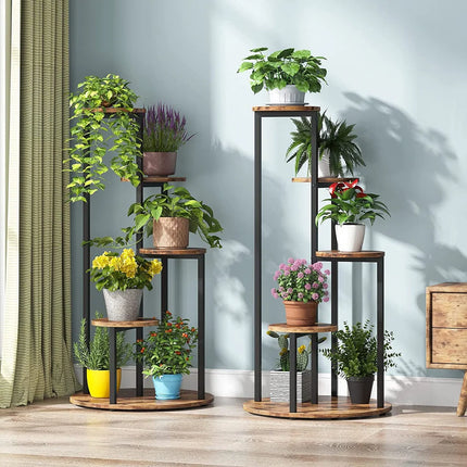 4-Tier Indoor Plant Stand – Tall Wood Shelf, Rustic Brown, 40.94”