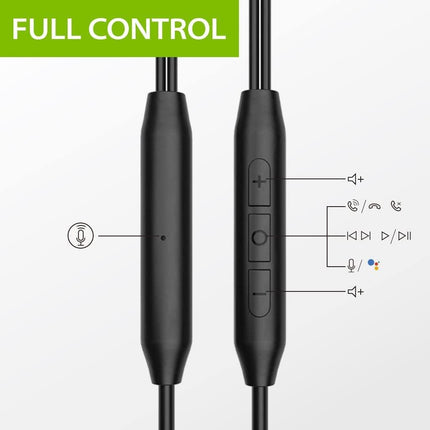 Wired Earbuds with Microphone In-Line Volume Control Ear Hook Black
