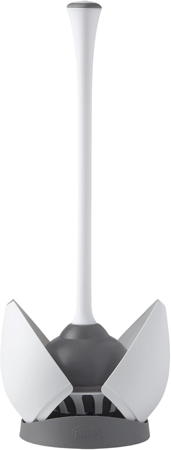 Toilet Plunger with Hideaway Holder Caddy Heavy Duty Bathroom Unclogger