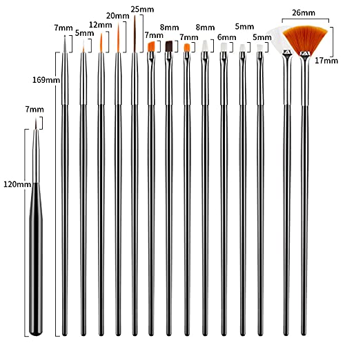 31PCS Nail Art Brushes & Dotting Tools Set, Gel Polish Striping Drawing Brushes DIY Designs