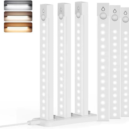 6 Pack 8 Inch Rechargeable Motion Sensor Under Cabinet Lights with Charging Station