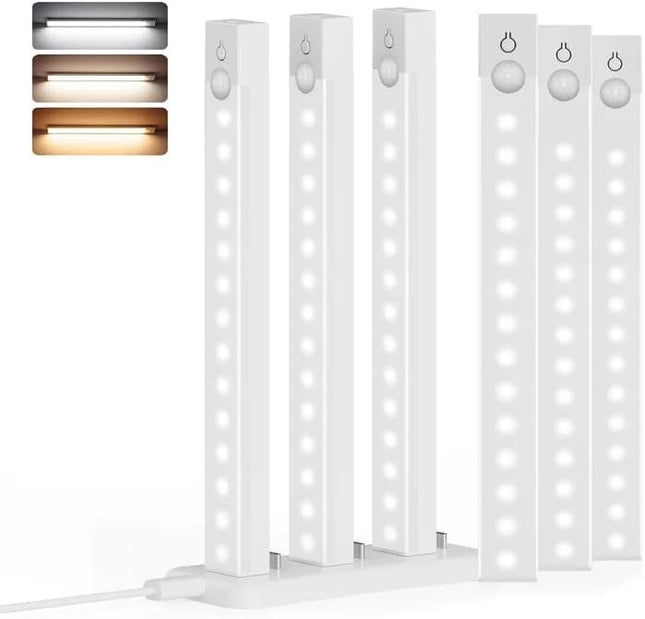 6 Pack 8 Inch Rechargeable Motion Sensor Under Cabinet Lights with Charging Station