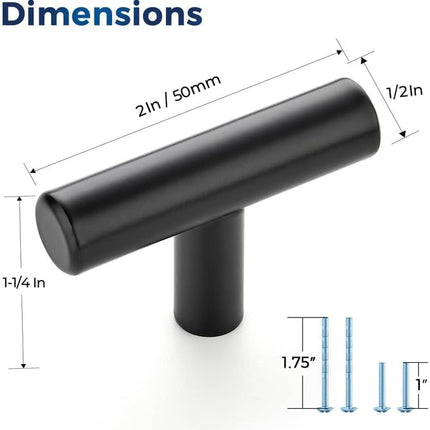30 Pack Black Cabinet Knobs 2 Inch Kitchen Drawer Knobs Single Hole Handles