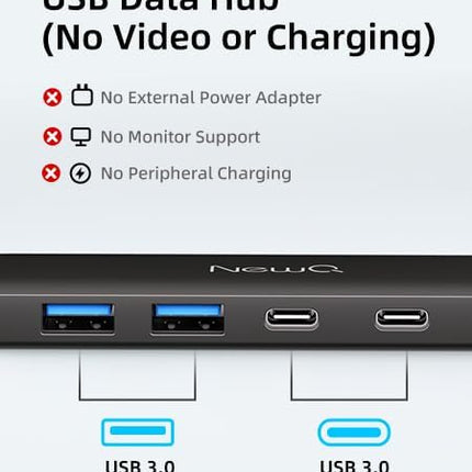 4-Port USB Hub Dual USB-C USB-A 3.0 Splitter Adapter for Laptop Desktop PC