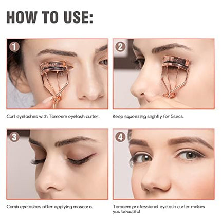 Eyelash Curler with Comb, Professional Lash Lift Kit, Refill Pads, Rose Gold