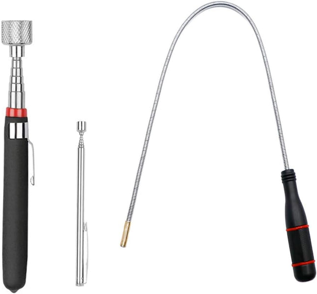 3 Pack Telescoping Magnet Pick-up Tool Set – Extendable & Bendable Magnetic Tools