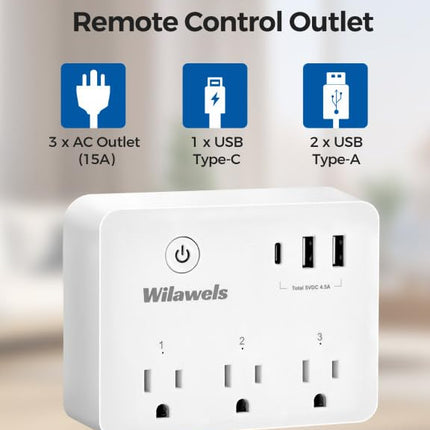 Remote Control Outlet W03RC06 – 3 Outlets, 3 USB Ports, 100FT RF Range