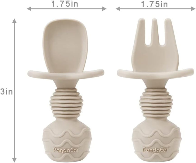 6-Pc Baby Spoon & Fork Set – Silicone Feeding Utensils for 3+ Month Olds