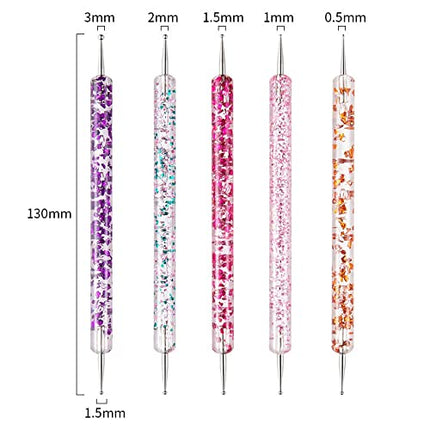 31PCS Nail Art Brushes & Dotting Tools Set, Gel Polish Striping Drawing Brushes DIY Designs