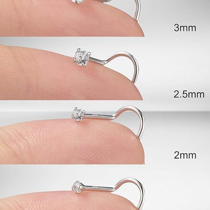 8PCS Nose Rings Studs 20G 18G Surgical Steel CZ Piercing Jewelry