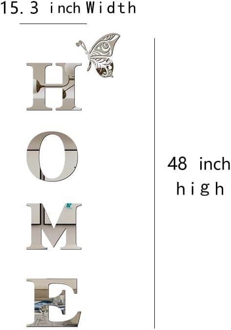 Acrylic Mirror Wall Stickers – Letter Signs Wall Decals for Living Room & Bedroom (Silver)