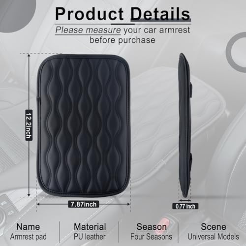 Universal Waterproof Auto Center Console Pad – Leather Armrest Protector for Most Vehicles