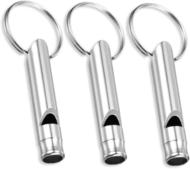 3-Pack Extra Loud Aluminum Whistles for Camping, Hiking & Emergency Use