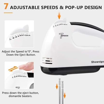 Electric Mixer for Baking – 7-Speed Handheld Mixer with 5 Accessories