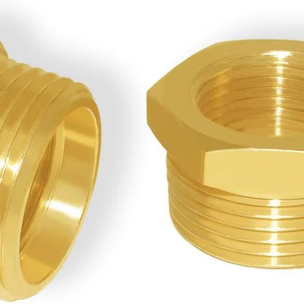 2PCS 1 Inch NPT Male to 3/4 Inch NPT Female Brass Reducer Hex Bushing Adapter