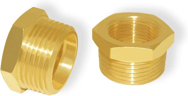 2PCS 1 Inch NPT Male to 3/4 Inch NPT Female Brass Reducer Hex Bushing Adapter