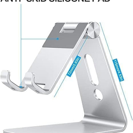 Adjustable Cell Phone Stand – OMOTON Aluminum with Anti-Slip Base & Charging Port