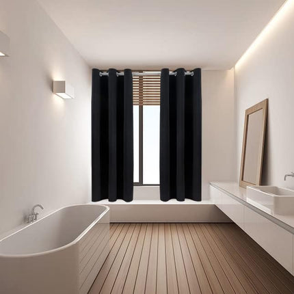 2 Pack Blackout Curtains 42x63, Thermal Insulated Noise Reducing Drapes, Black