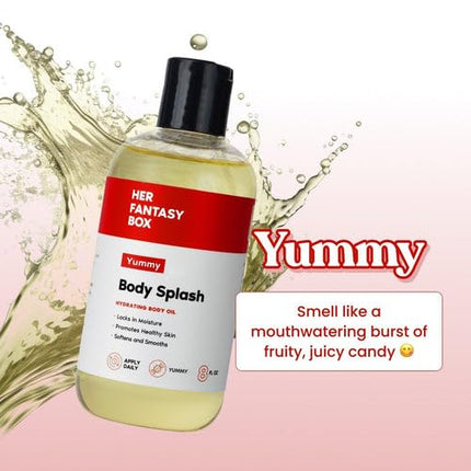 Her Fantasy Box Sweet Skin Body Oil Bundle 4-Pack Caramel Vanilla Cherry Blueberry